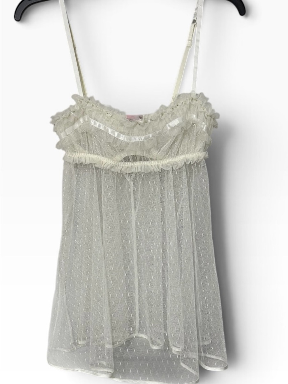Victoria's Secret Ivory Sheer Dotted Lace Chemise